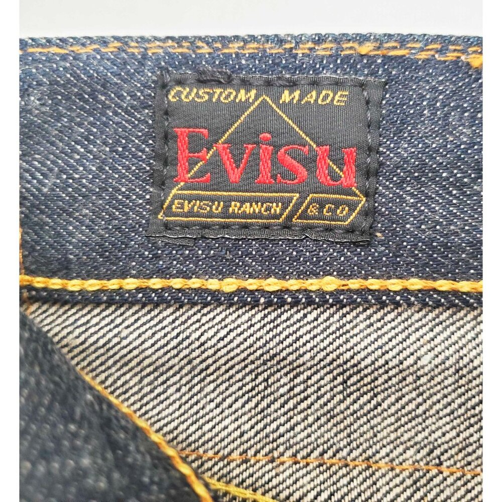 EVISU Vintage Unisex Selvedge Dark Denim Jeans Pants NWOT Custom Made Italy 29 - Picture 11 of 12